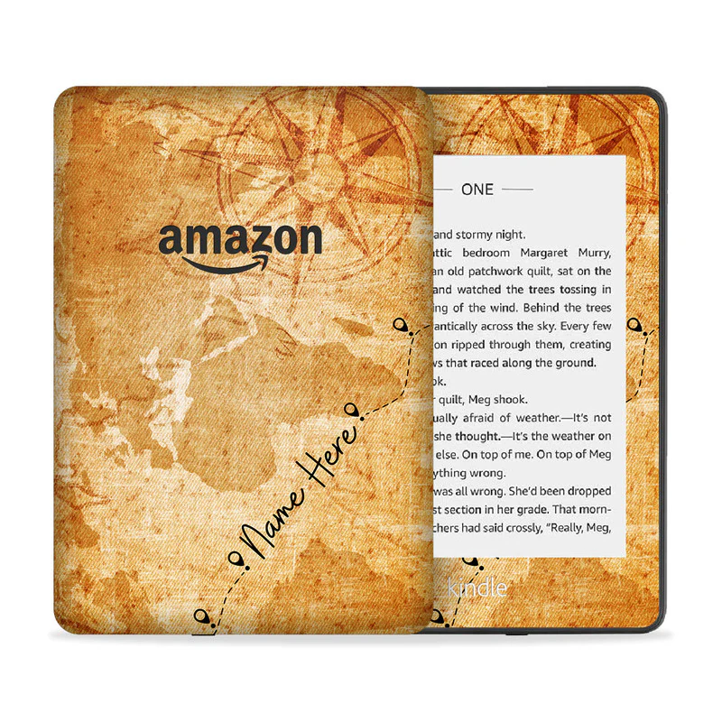 Vintage Map Custom Name Skin For Kindle