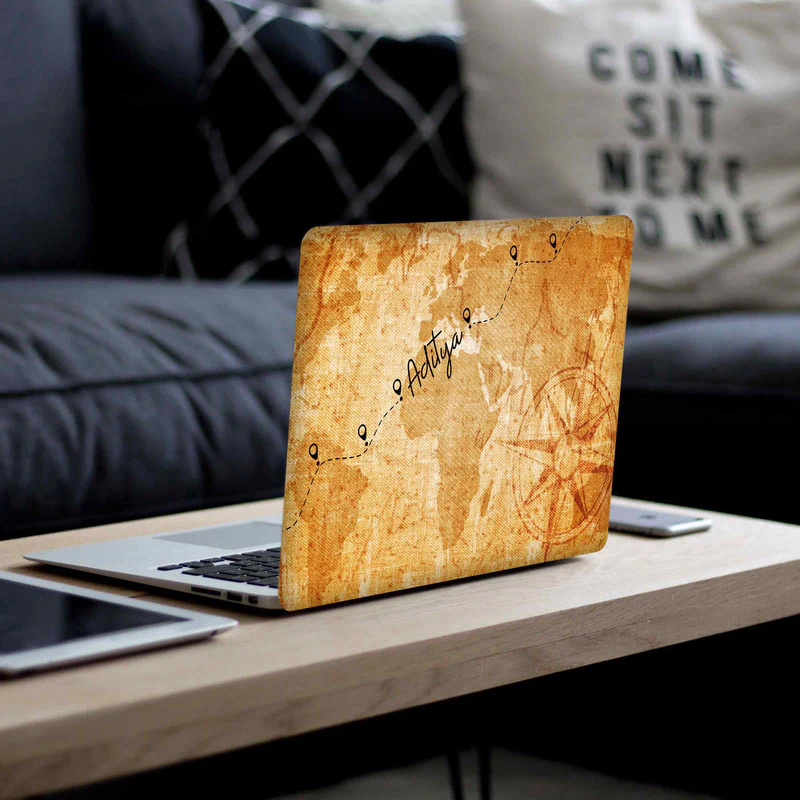 Vintage Map Laptop Skin - Custom Name - Image 2