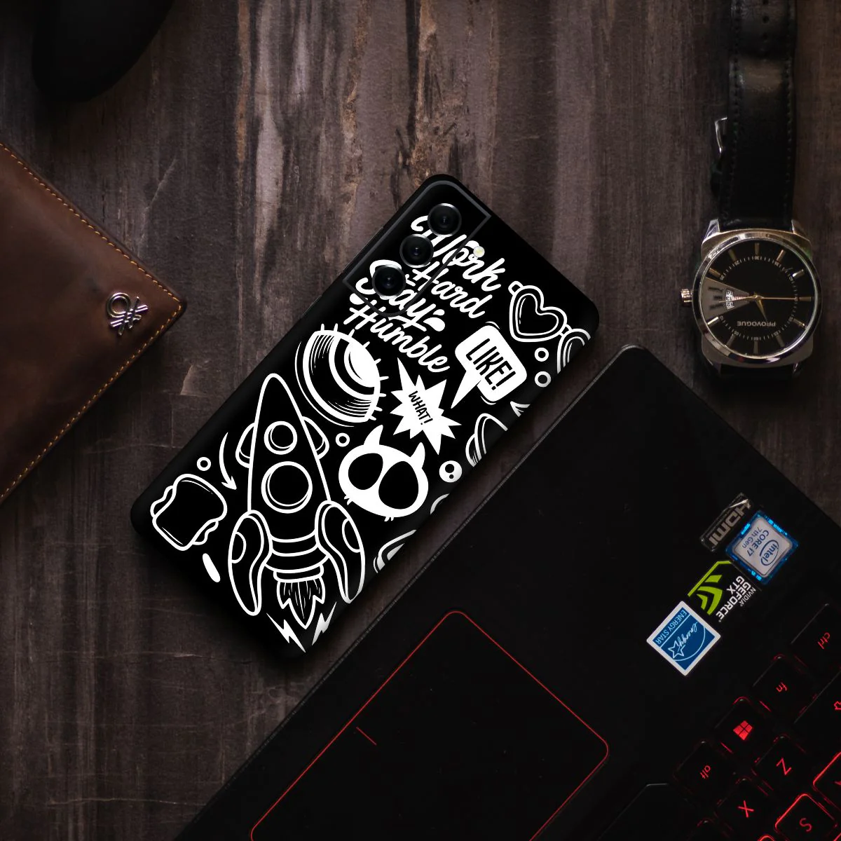 Work Hard Doodle Mobile Skin