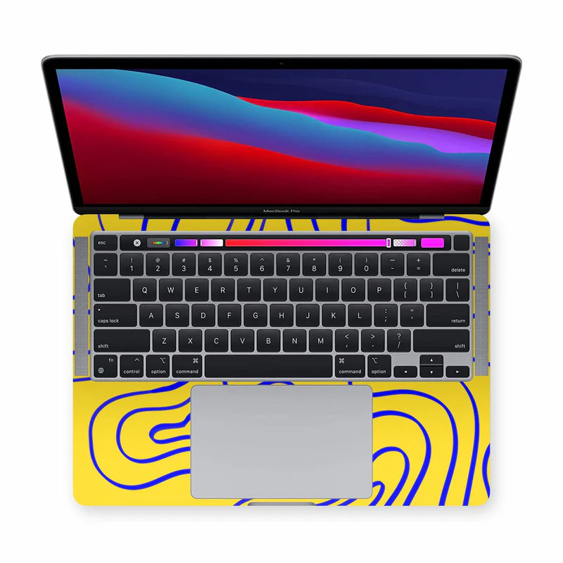 Macbook Wavy Neon Blue Laptop Skins - Image 2