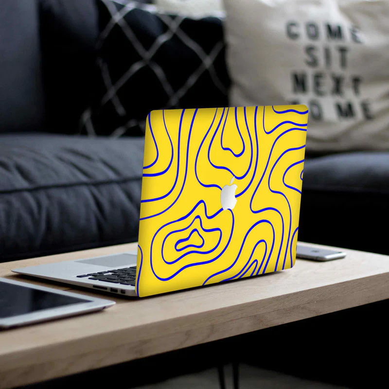 Macbook Wavy Neon Blue Laptop Skins - Image 4