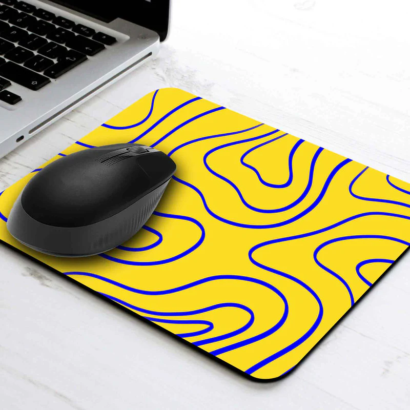Wavy Neon Blue Mouse Pad
