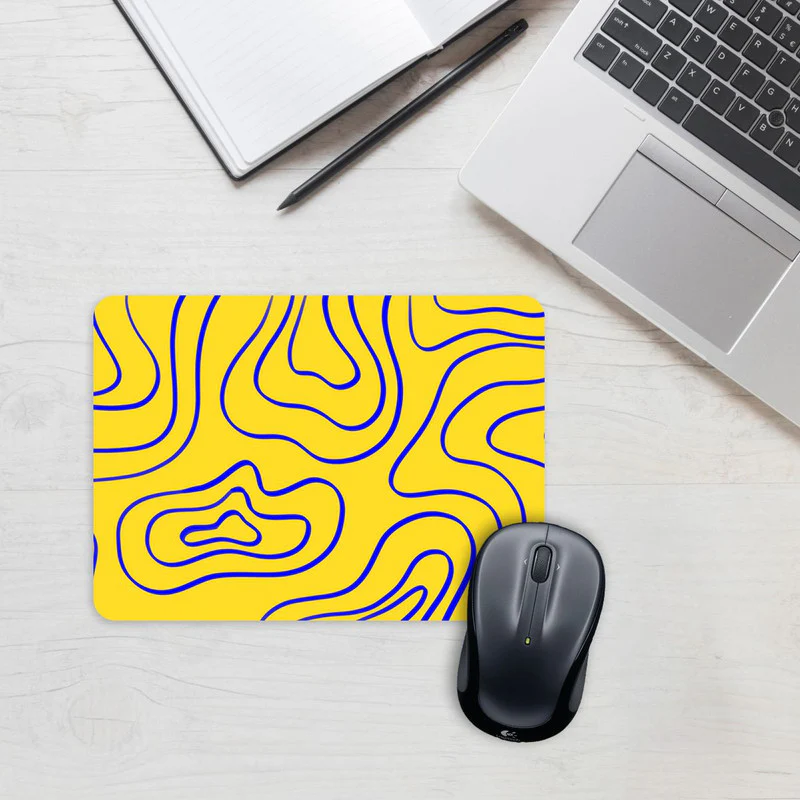 Wavy Neon Blue Mouse Pad - Image 2