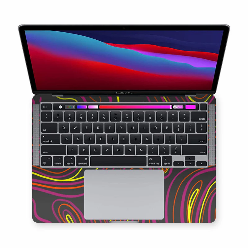 Macbook Wavy Neon Orange Laptop Skins - Image 2