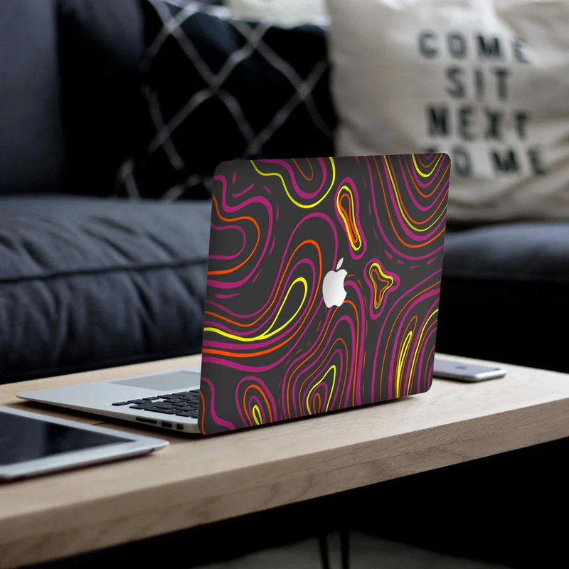 Macbook Wavy Neon Orange Laptop Skins - Image 4