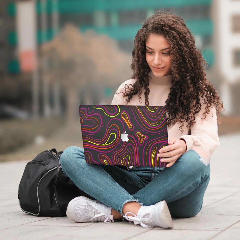 Macbook Wavy Neon Orange Laptop Skins - Image 5