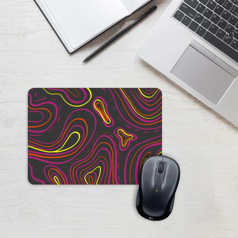 Wavy Neon Orange Mouse Pad - Image 2
