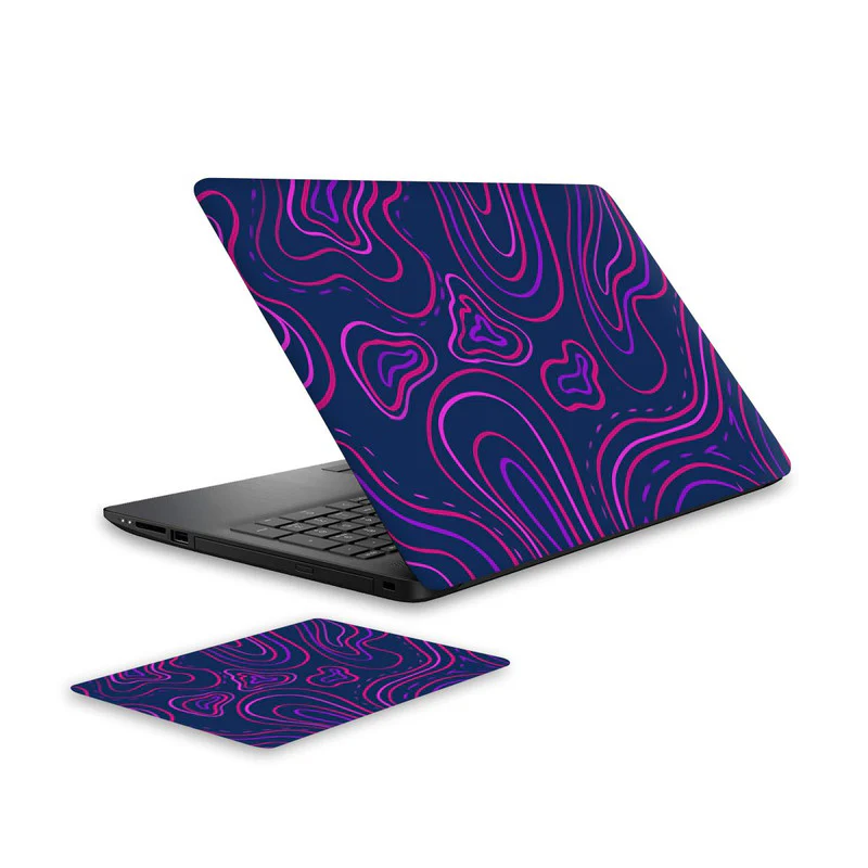 Wavy Neon Purple Laptop Skin and Mouse Pad Combo
