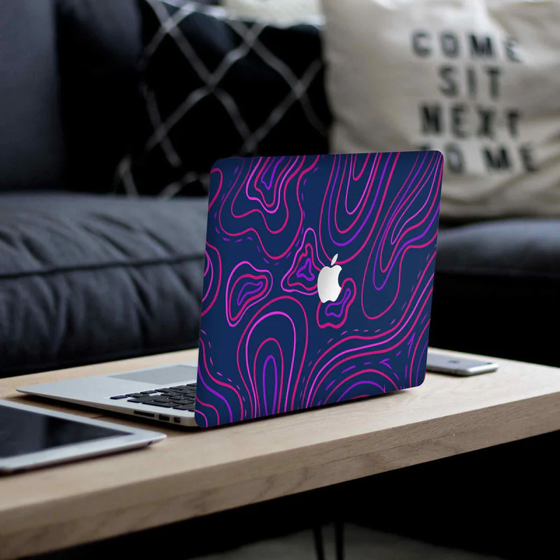 Macbook Wavy Neon Purple Laptop Skins - Image 4