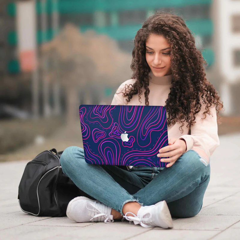 Macbook Wavy Neon Purple Laptop Skins - Image 5