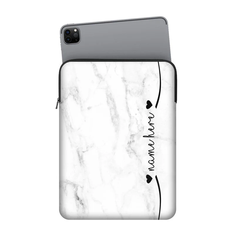 White Marble Custom Name Ipad Sleeve