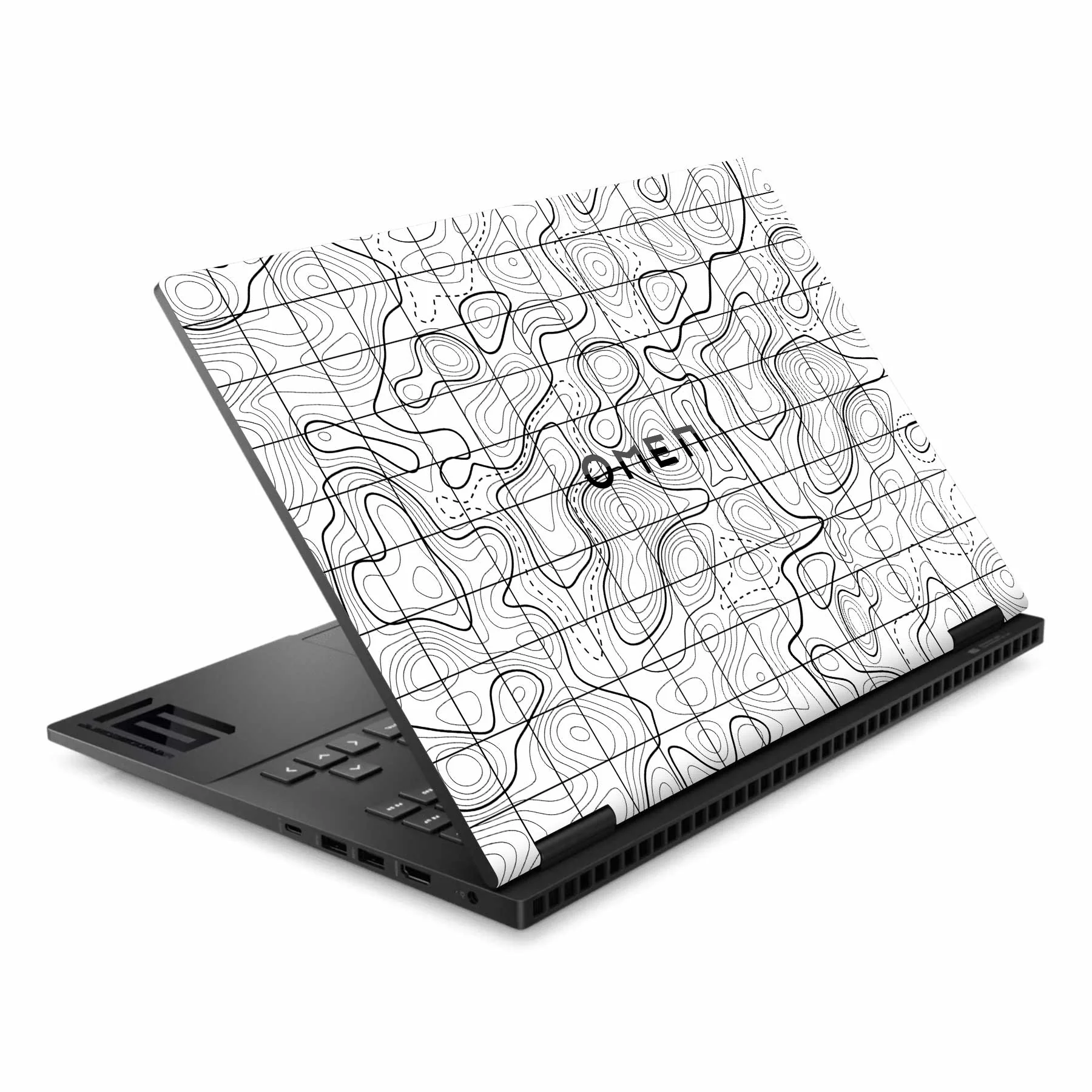 White Topography Exclusive HP Omen 16 Laptop Skin