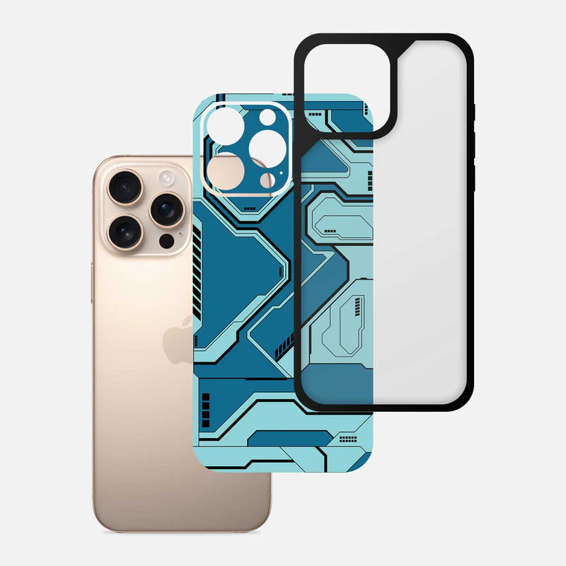Techy Cyber Blue Bumper Mobile Cover - Image 3