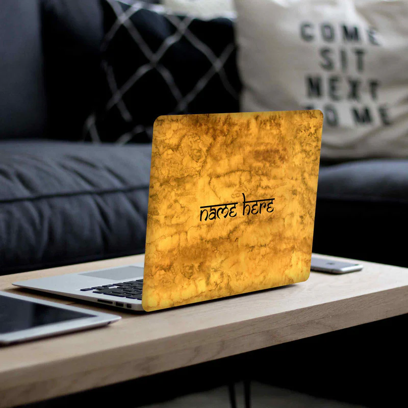 Yellow Waterpaint Laptop Skins - Custom Name - Image 3